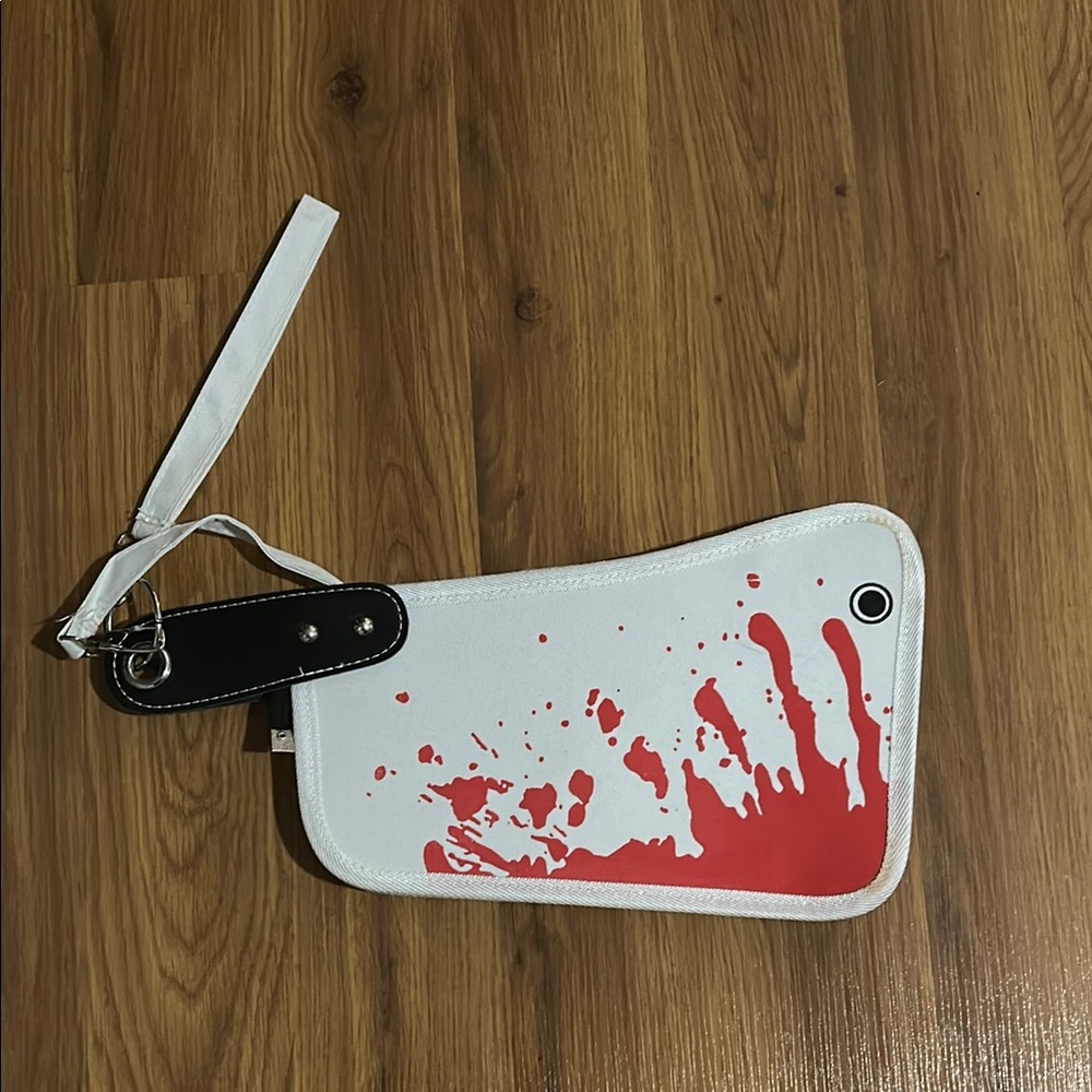 White and Red Knife Halloween Wristlet